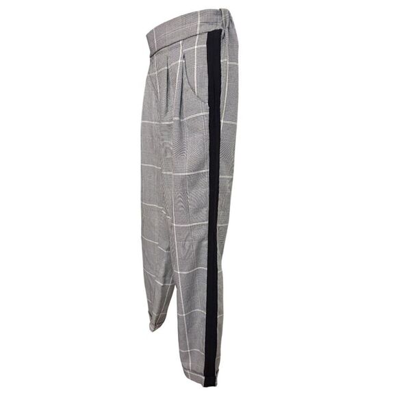 Cotton:On Pleated Front Plaid With Black Side Stripe Pants Size S/P - Picture 5 of 14